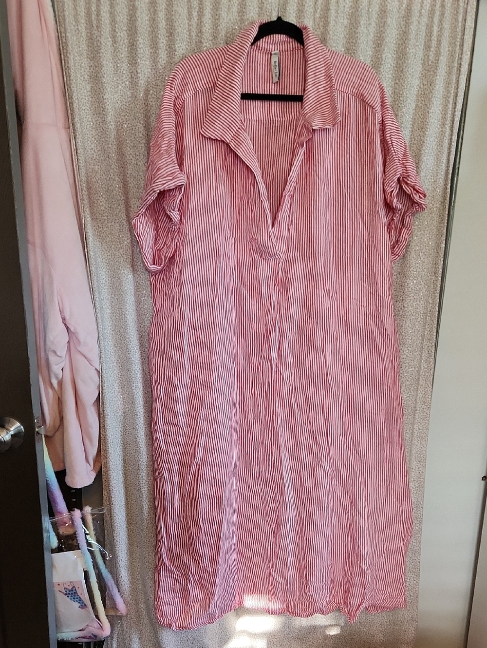 Torrid Belle Isle Red & White Striped Collared Shirt Dress